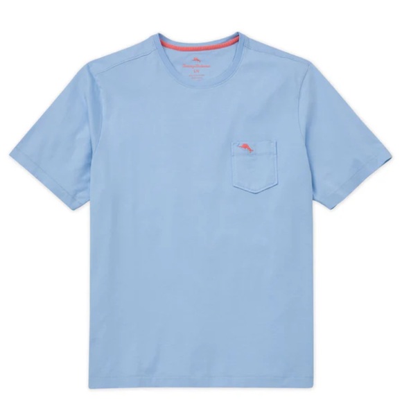 Tommy Bahama medium blue Prima cotton pocket tshirt - Picture 1 of 8